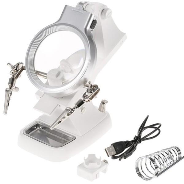 Lente Di Ingrandimento Da Tavolo ESynic 8X Con Luce LED - 84 LED, 10 Livelli Luminosità, 3 Colori, Base E Morsetto