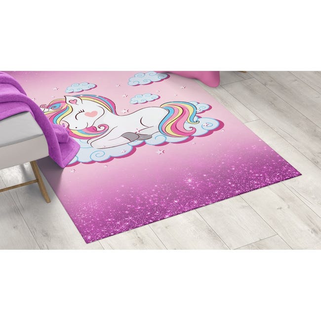 Tappeto Rosa Cameretta Bambina Unicorno 120x180cm - MammacheShop