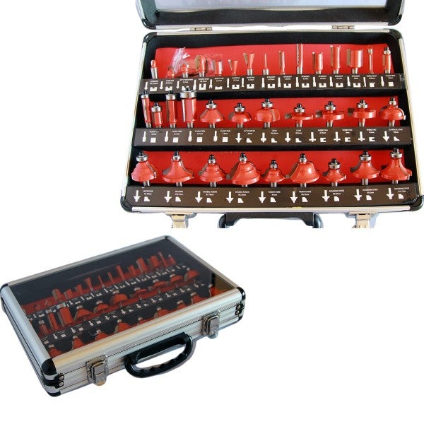 Trade Shop - Set Kit 35 Pezzi Frese Per Legno Per Pantografo In Valigetta  Di Alluminio 8mm