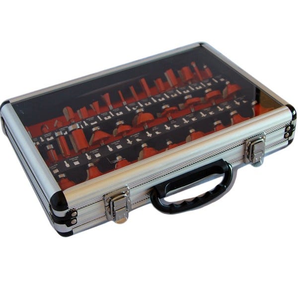 Trade Shop - Set Kit 35 Pezzi Frese Per Legno Per Pantografo In Valigetta  Di Alluminio 8mm