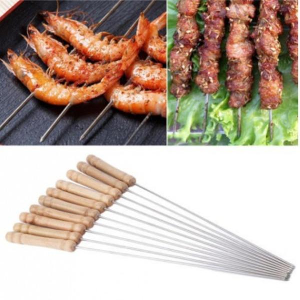 Set Da 6 Spiedini In Acciaio Inox Per Kebab Adana - 60cm Con Manico Legno - Lula Lulu