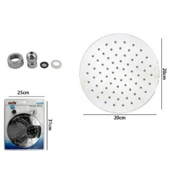 Soffione Doccia Rotondo In Acciaio Inox 316 - Testa Doccia Alta Pressione 12 Pollici, Regolabile, Con 155 Ugelli In Silicone