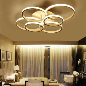 Lampada Sospensione LED Luci Soggiorno Regolabile Altezza Luce Pendente  Moderna Dimmerabile Anello Metallo Lampadario Acrilico Plafoniera Hotel