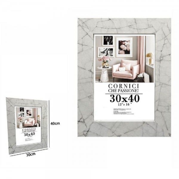 Trade Shop - Cornice Portafoto Quadri Tele Poster 30x40 Cm Modello Effetto  Marmo Bianco 71657