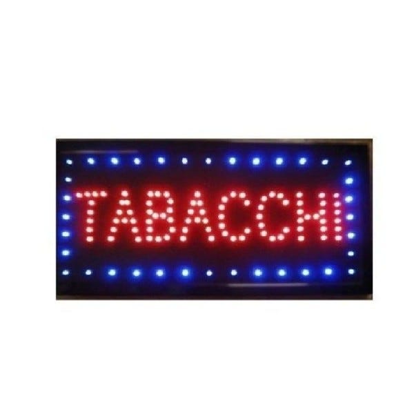 Trade Shop - Insegna Luminosa A Led Con Scritta Tabacchi Per Negozio  Tabaccheria 48,5x25,5cm