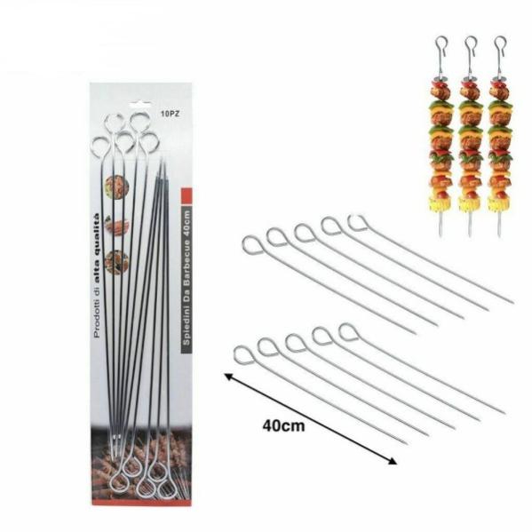 GrillMeister Spiedini Doppi Barbecue 29cm - Set 4 Pezzi N