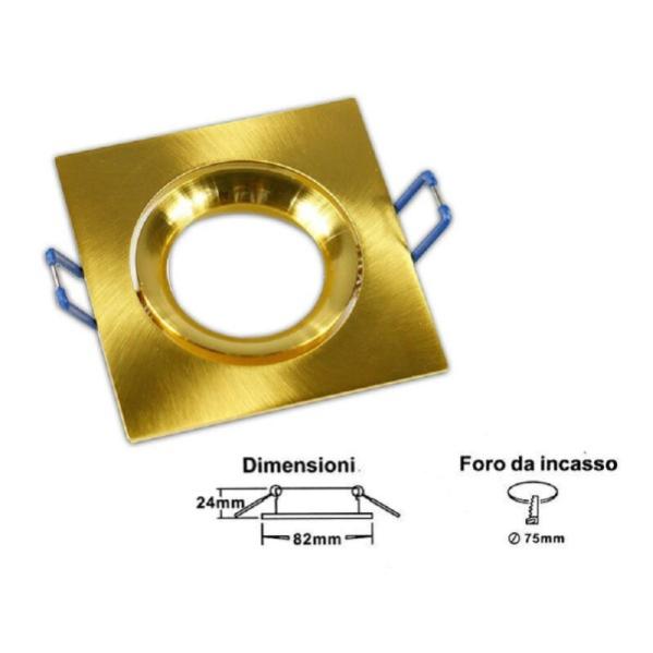 Portafaretto tondo bronzo ottone spazzolato fisso da incasso cartongesso per lampadine GU10 MR16