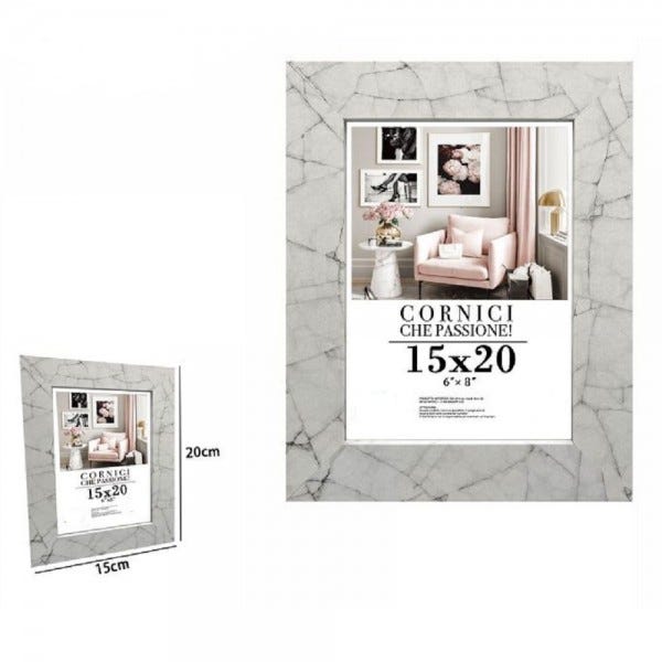 Trade Shop - Cornice Portafoto Quadri Tele Poster 15x20 Cm Modello Effetto  Marmo Bianco 71651
