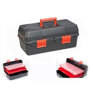 Cassetta portautensili con 3 cassetti + vassoio Valigetta per attrezzi  52x21,5x30cm Rosso - Costway