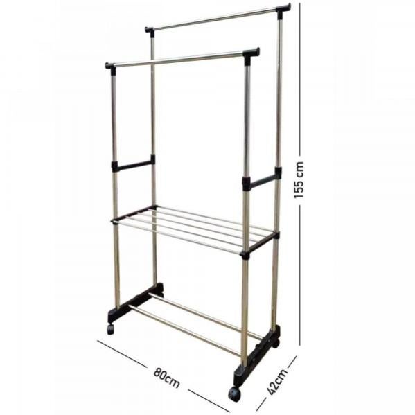 Guardaroba Appendiabiti Portabiti Stand Doppio Regolabile In Altezza Con Rotelle Brixo 77663207