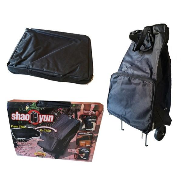 Carrello Spesa Pieghevole Palucart Blu - Trolley In Acciaio Con Borsa 35L, Ruote In Gomma, Capacità 20 Kg