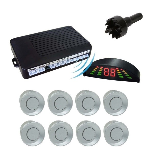 YMYNY - Kit 4 Sensori Di Parcheggio Con Display LED E Cicalino Suono Grigi 88755835 - Foto 6