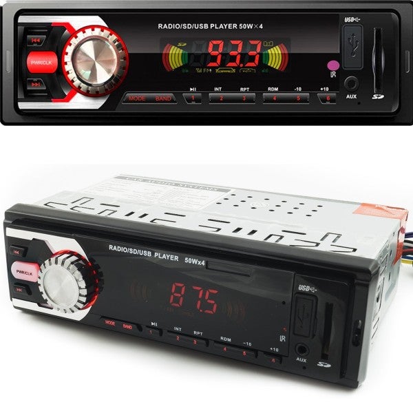 Trade Shop - Stereo Radio Per Auto Ingresso Sd Usb Autoradio Mp3 Aux Con  Frontalino 50w X 4