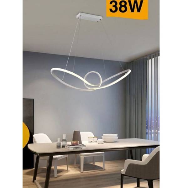 Trade Shop - Lampadario Led Moderno Intrecciato Sospensione 38 W Luce 6500k  3000k 4000k A07-b Bianco Caldo 