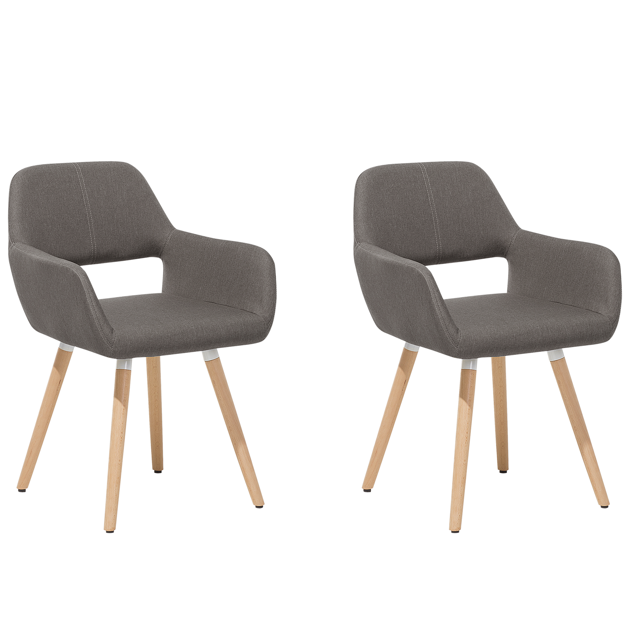 Beliani conjunto de 2 sillas de comedor de poliéster gris pardo/madera clara chicago
