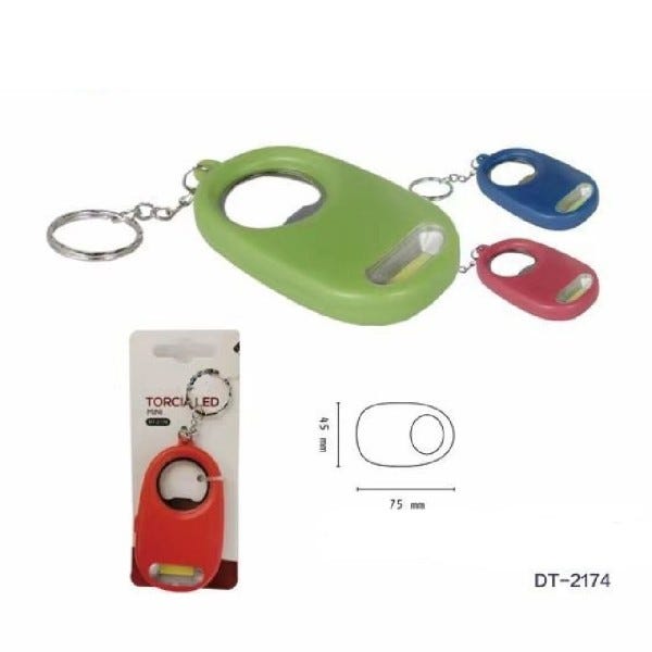Trade Shop - Mini Torcia Portachiavi Led Cob Tascabile Con Apribottiglia  Vari Colori Dt-2174