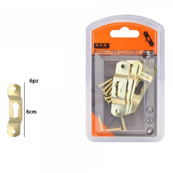 Set 8 Pz Ganci Gancetti Dorati Per Quadri Cornici Appendere Parete 11X16Mm  07997 - TrAdE Shop Traesio - Idee regalo