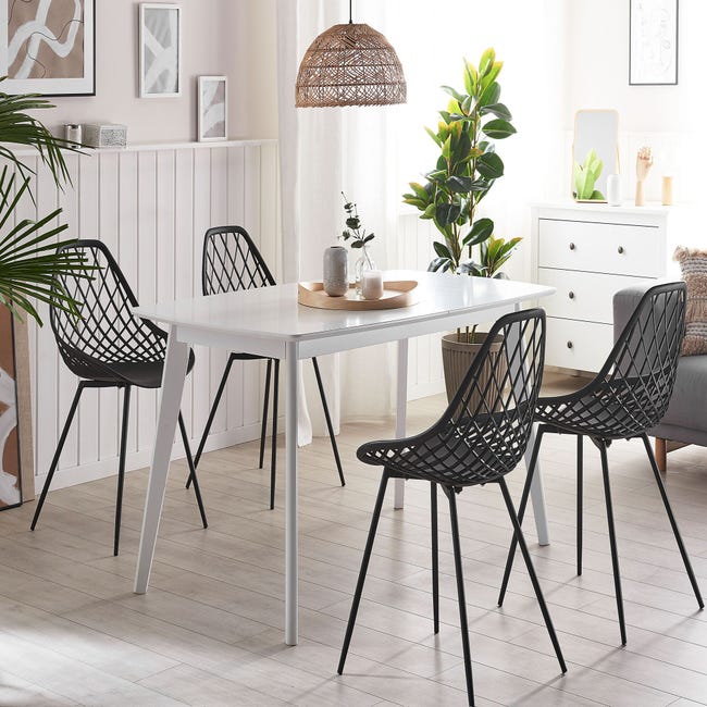 Lot de 4 chaises de salle à manger design contemporain scandinave-Melange  de Couleurs 2 Blanc + 2 Noir