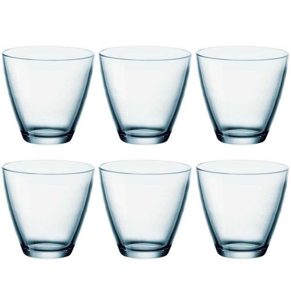 Trade Shop - Set Da 6 Pezzi Bicchieri In Vetro Bicchiere Per Acqua Vino  Bibite Blu 26 Cl