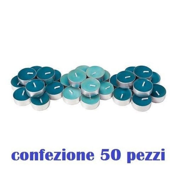 Trade Shop - Set 50 Pezzi Candele Blu Profumate Fragranza Oceano Tealight  Lumini