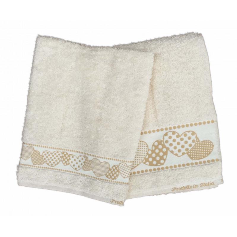Roberto Cavalli Set 2 Asciugamani In Spugna Di Cotone 600 Gr/mq, Viso 60x110cm E Ospite 40x60cm, Bordo Logato Oro, Sabbia