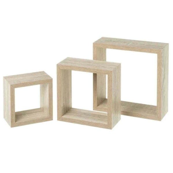 Trade Shop - Set 3 Mensole Da Parete Moderne Design Cubo Mensola