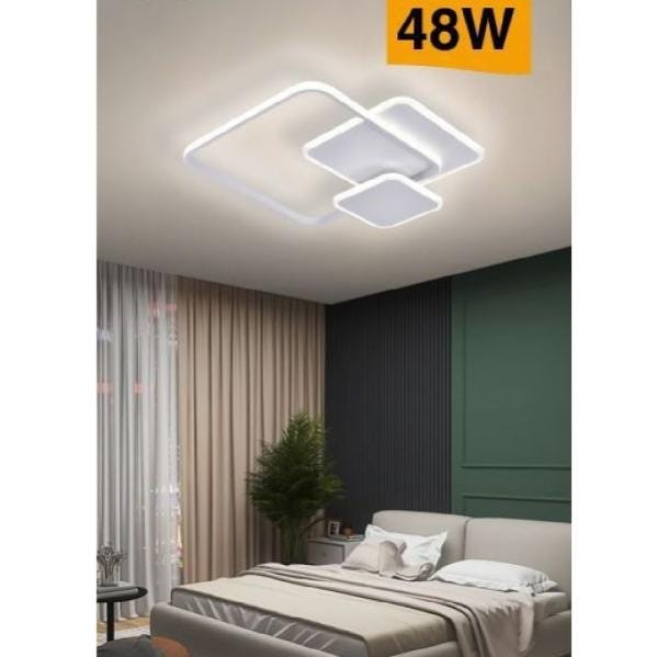 Plafoniera led 51w 6 cerchi lampadario da soffitto bianco design moderno  per camera luce fredda naturale calda