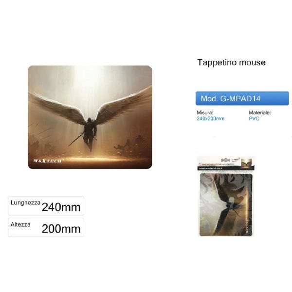 Trade Shop - Tappetino Gaming Mouse Pad Poggiapolso Tappeto Pc Arcangelo  Raguel Maxtech G-mpad14
