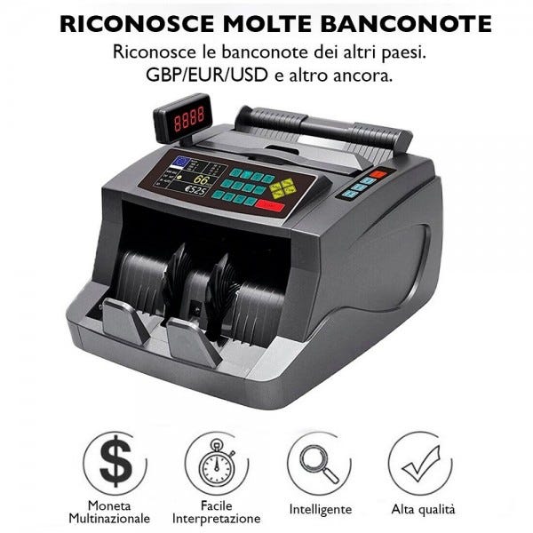 Trade Shop - Macchina Conta Banconote Automatico Multi Valuta Rivelatore Di  Banconote False