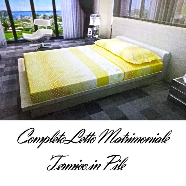 Trade Shop - Completo Da Letto In Pile Lenzuolo Sopra E Sotto 2  Copricuscino Giallo Pois