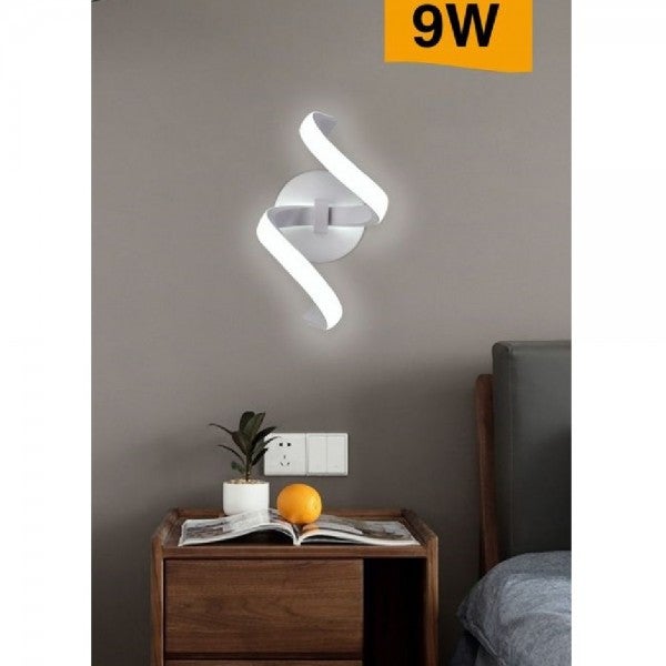 Applique da parete led 9w lampada muro spirale intrecciato bianco design  moderno luce fredda naturale calda