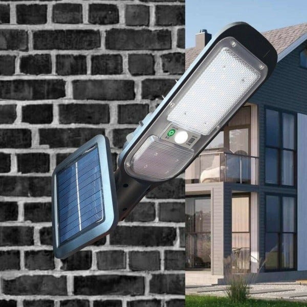Proiettore faro stradale led luminoso con pannello solare fotovoltaico