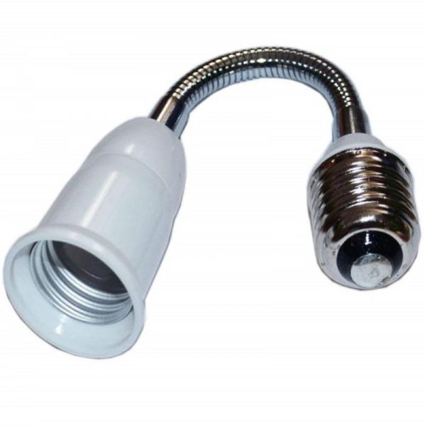 Adattatore Portalampada E27 Esteso 14cm - Rotazione 360°, Per Lampadine LED, Bianco - Foto 5