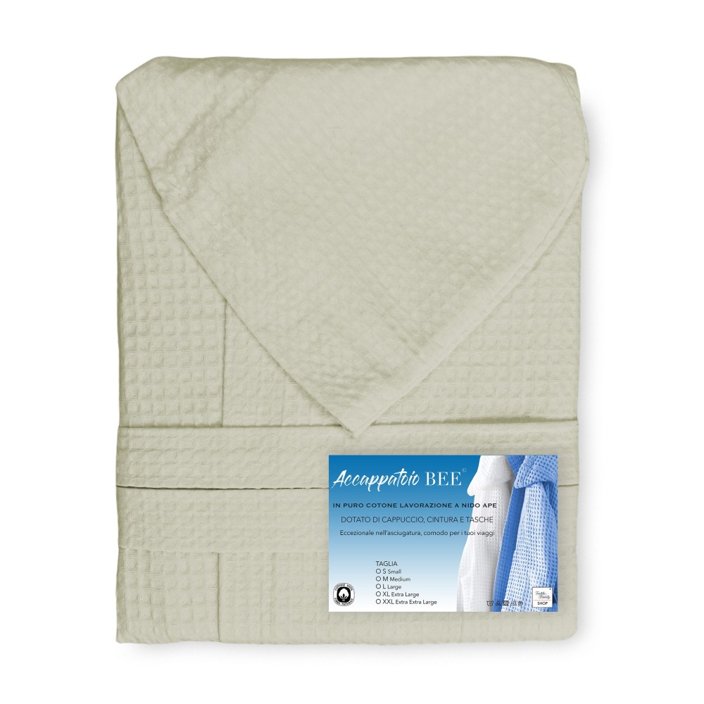 Accappatoio Nido Ape In Puro Cotone - Con Cappuccio E Cintura, Adulto, Made In Italy - Foto 5