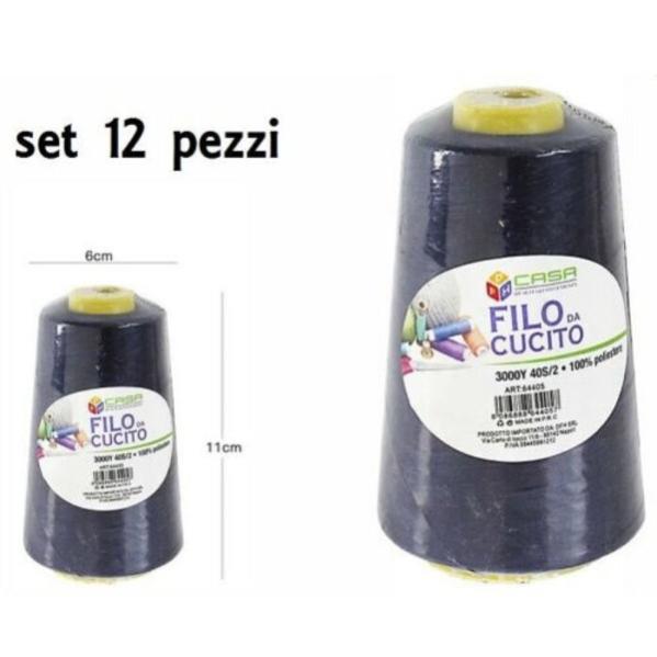Filo Di Poliestere 100% Nero - Made In Italy, Alta Tenacità, 3000mt, Misura 40 - Foto 6
