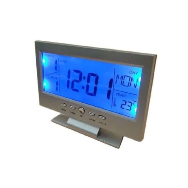 Trade Shop - Orologio Sveglia Temperatura Calendario Da Tavolo Lcd Allarme  Sonoro Illuminato