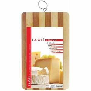 Trade Shop - Tagliere Legno Rotondo Affetta Pane Salumi Carne Pizza Con  Manico 41x30cm 74198