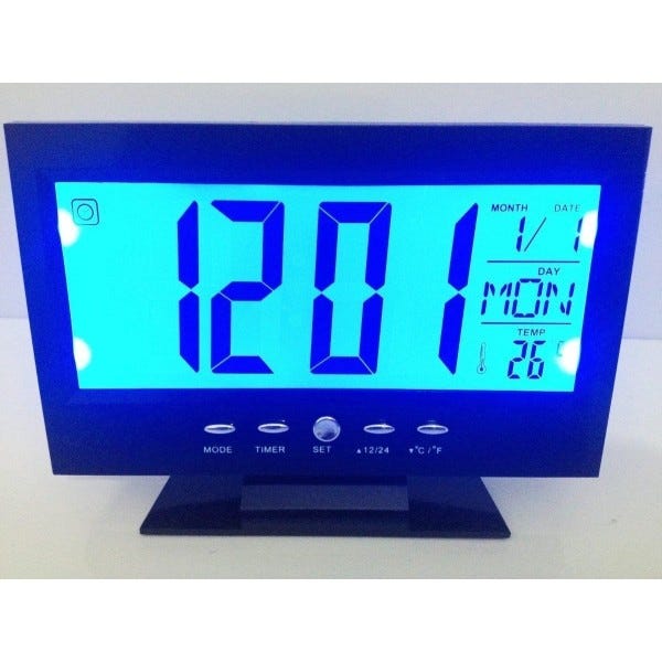 Acquista Orologio elettronico a specchio Sveglia snooze da comodino Orologio  da tavolo semplice con display a LED con visualizzazione della data e della  temperatura
