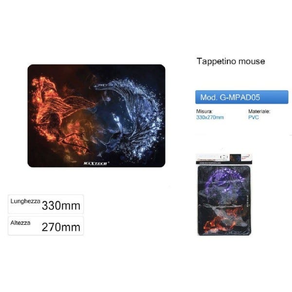 TAPPETINO PER MOUSE POGGIAPOLSO TAPPETI GAMING PAD G-MPAD02 MAXTECH