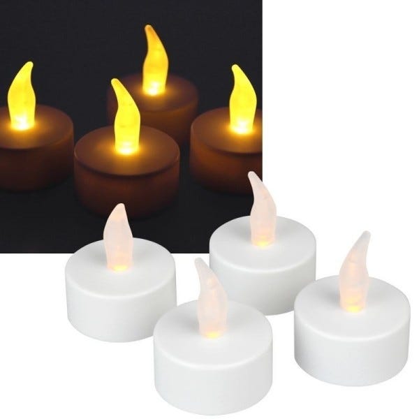 Trade Shop - Set 20 Candele Fiamma Lumini Led Decorative A Batteria Votivi  Luce Bianco Caldo