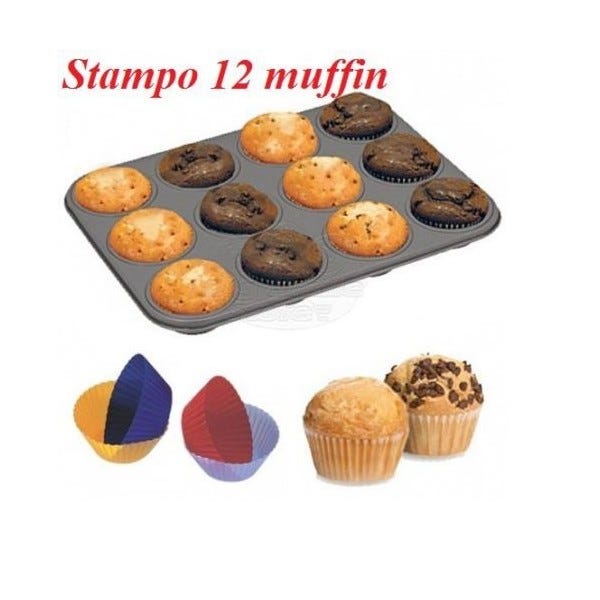 Trade Shop - Stampo Teglia Antiaderente 12 Posti Per Muffin Ruoto Capcake  Pasticceria
