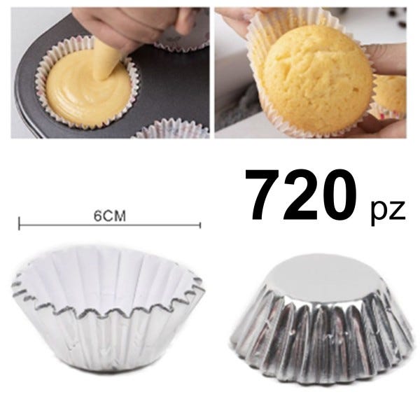 Trade Shop - Set 720 Pz Pirottini Stampi Alluminio Vaschette Monouso Per  Muffin Cupcake 6cm