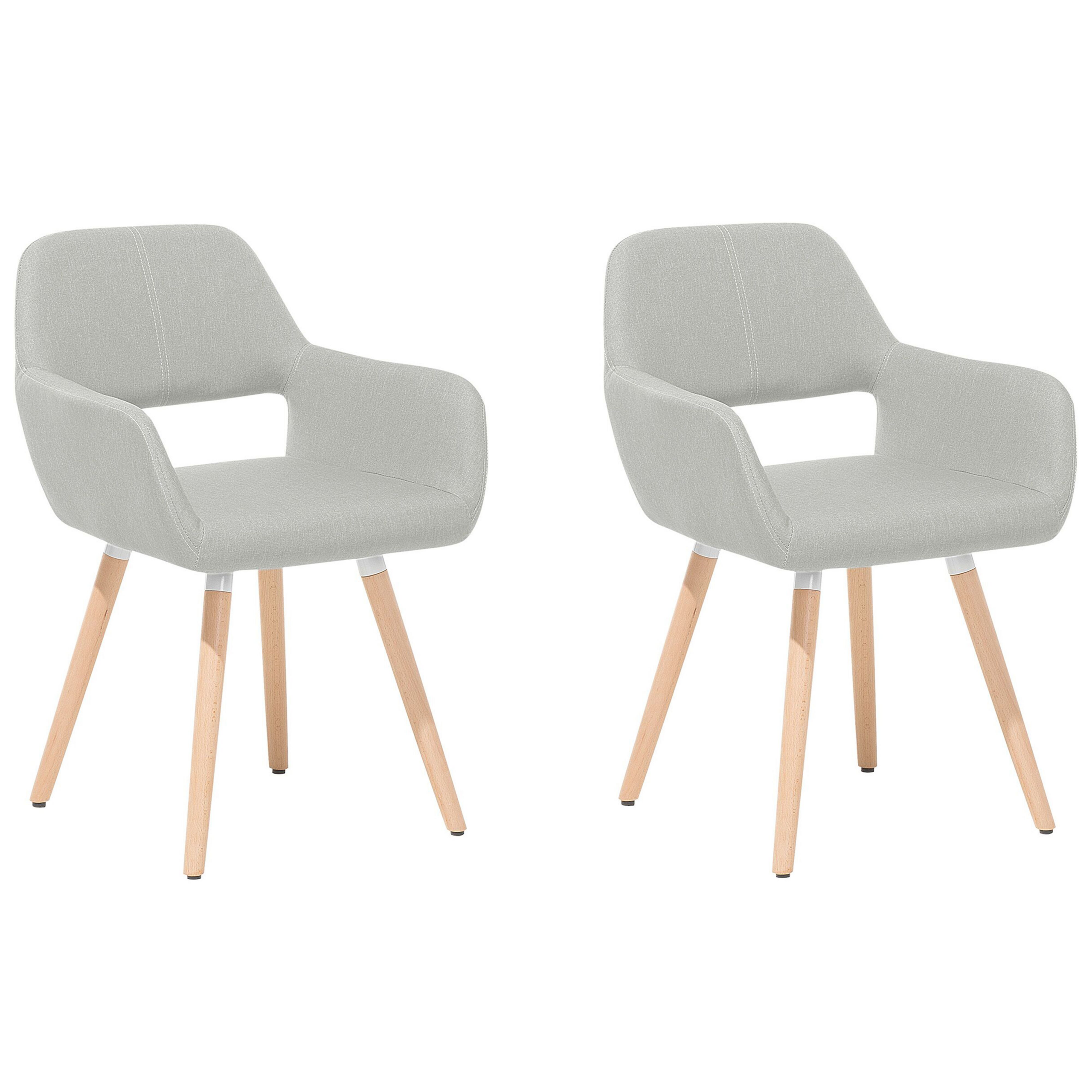 Beliani conjunto de 2 sillas de comedor de poliéster gris/verde menta/madera clara chicago