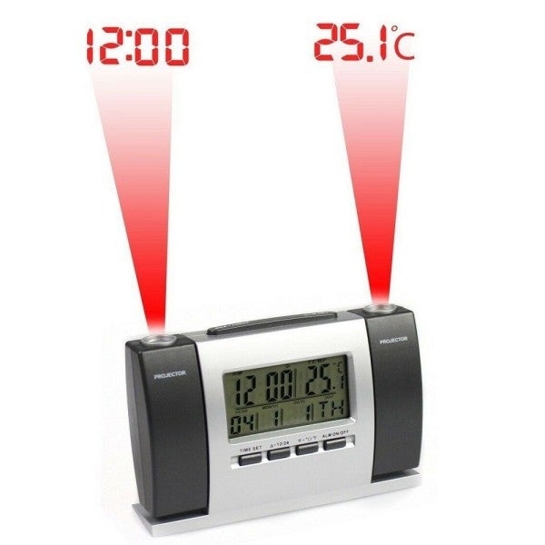Trade Shop - Sveglia Orologio A Proiezione Ora Temperatura Schermo Lcd Data  Gradi Proiettore