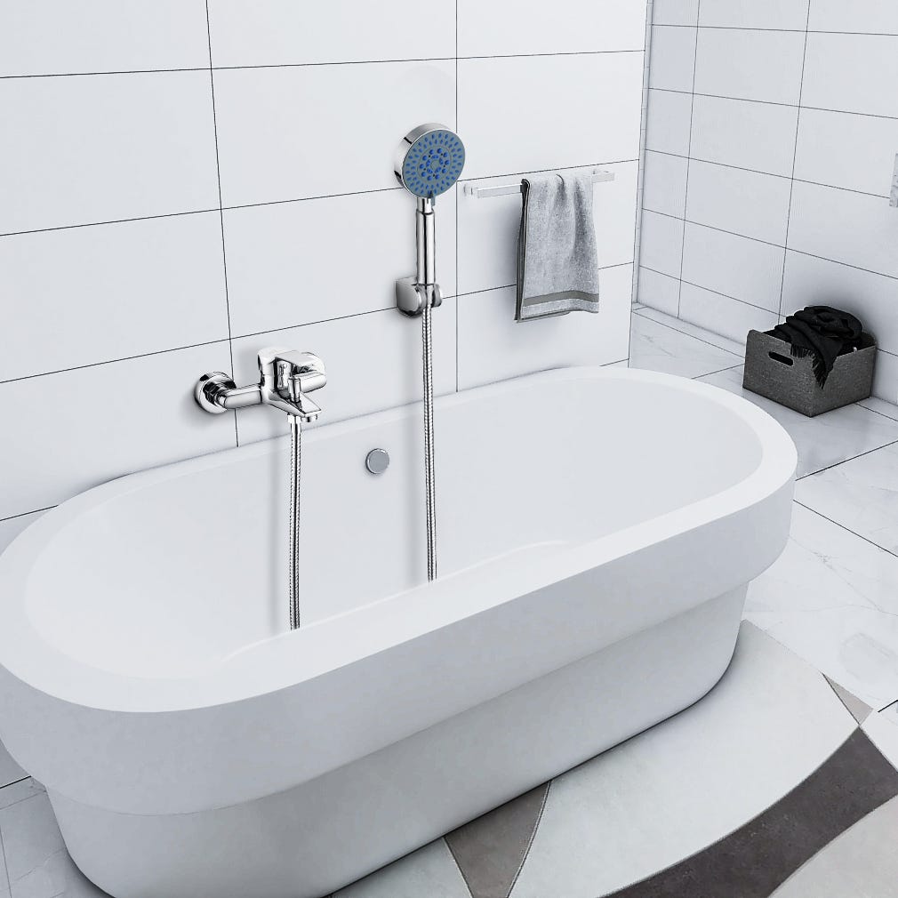 Mitigeur baignoire et douche monocommande salle de bain noir mat -  Collection Ural - Stellameubles
