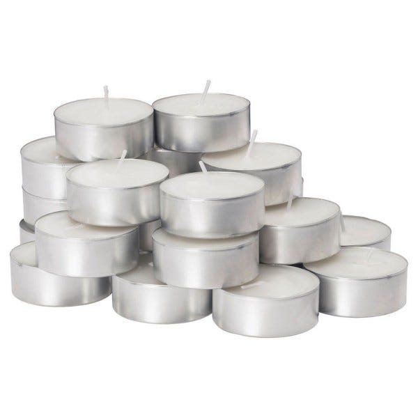 Trade Shop - Mini Candele Lumini Bianco Tealight 100pz In Cera Naturale  Durata 3,5 Ore