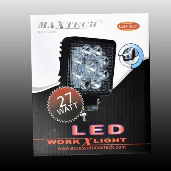 2 Fari Da Lavoro LED 27W 9 LED, Faretto Quadrato Per Auto, Barca E Officina, Fascio Allargato 60°, IP67 - 2