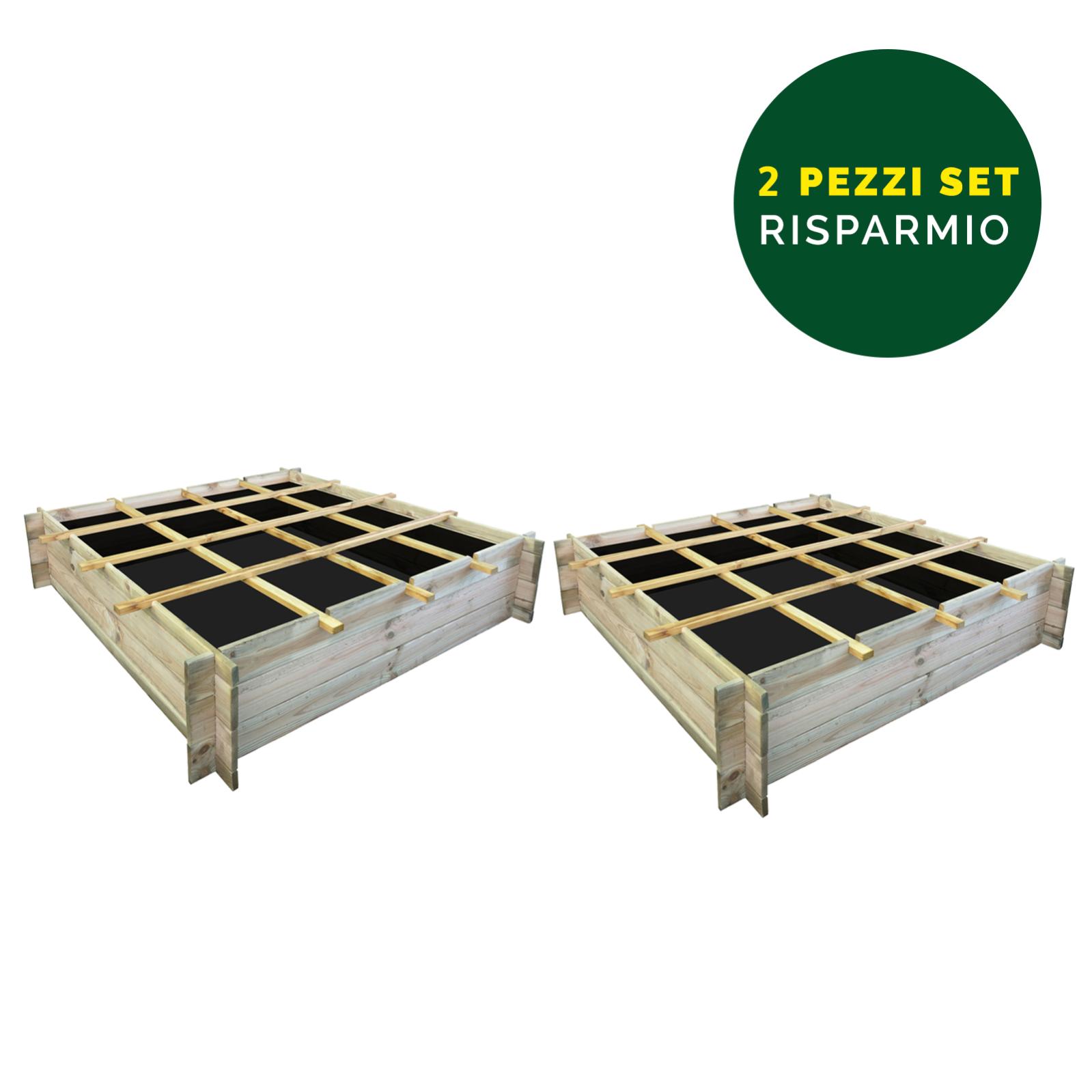Orto Rialzato In Legno 4 Scomparti 100x100x18cm - Trattato In Autoclave, Con TNT Incluso, Montaggio Facile - Foto 4