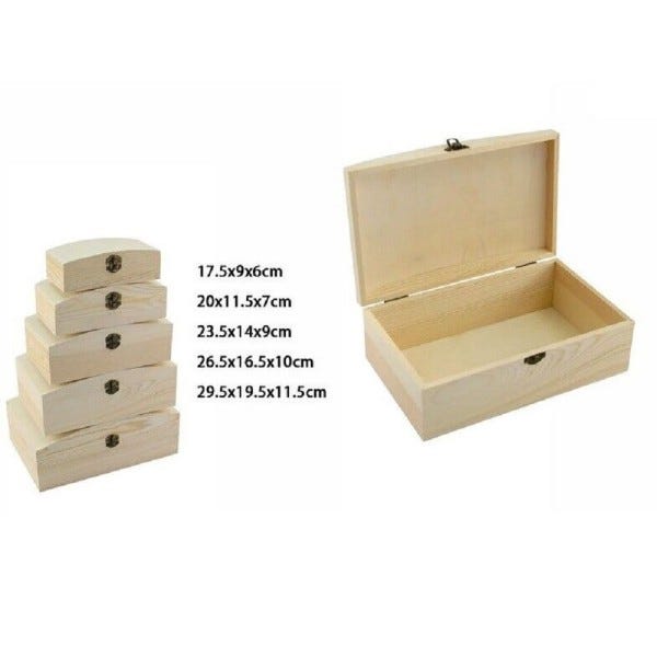 Scatole in legno baule set 5 pezzi decoro per decoupage portagioie matrioska  scatola cofanetto fai da