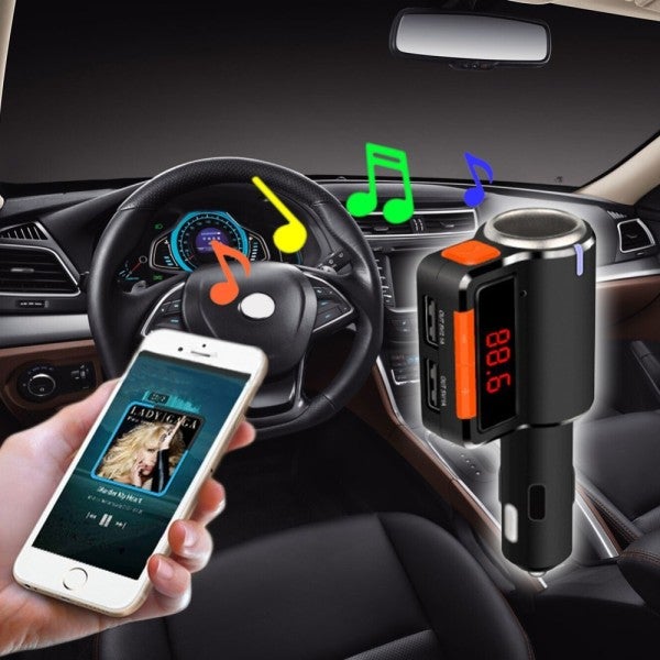 Trade Shop - Trasmettitore Vivavoce Bluetooth Con Display Fm Lettore Usb  Mp3 Modulatore Auto